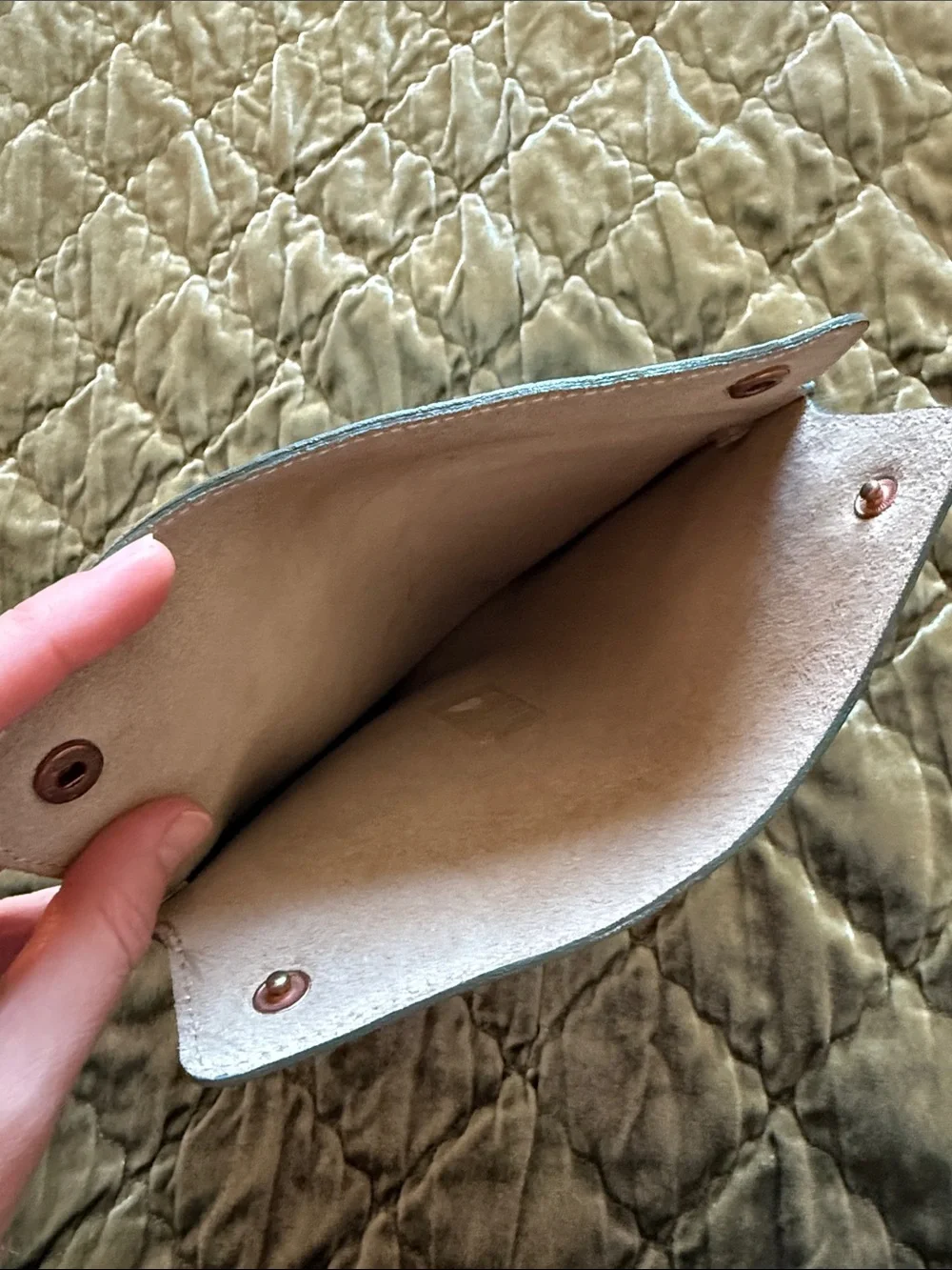 Free People Teal Leather Tablet Sleeve with Teal Stitching